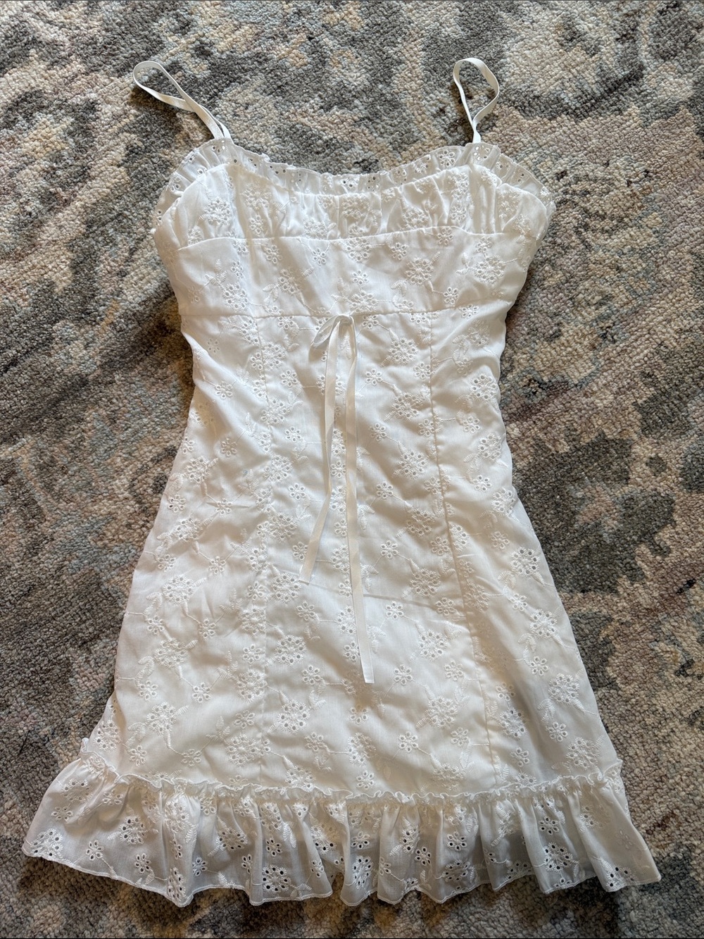 White eyelet mini dress